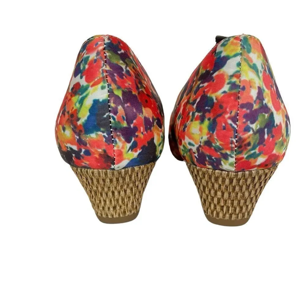 AEROSOLES SHIPMATES FLORAL WEDGE, sz 7.5‎